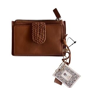 Genuine Leather Wallet Card Holder Coin Purse Small Compact Brown Women's‎